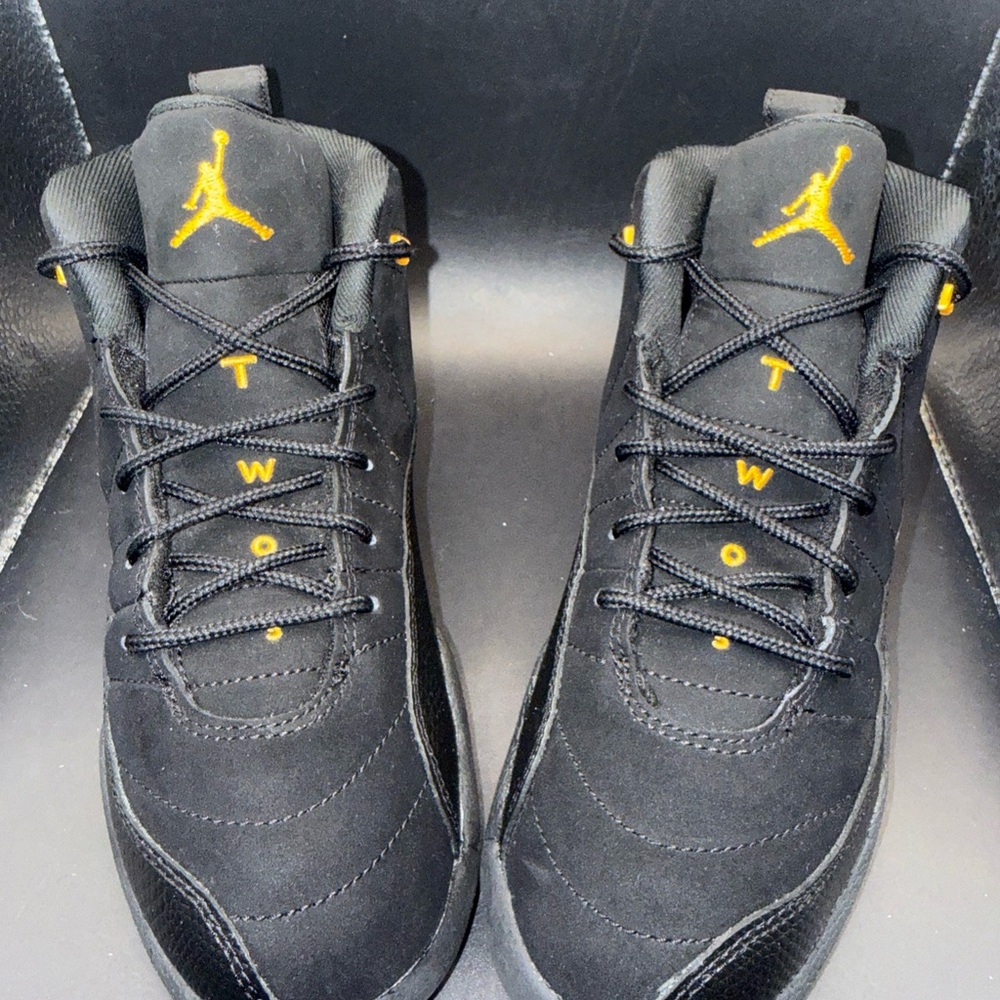 Size 2 (PS) - Jordan 12 Retro Mid Black Taxi, 151186-071, New With Box